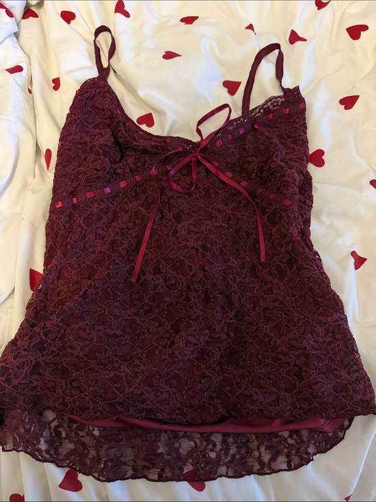 Kimchi Blue Other - Kimchi Blue Burgundy Lace Chemise Tank with Ribbon Detail